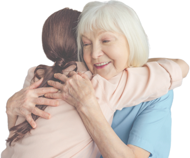 Women and grand-daughter hugging due to cancer vaccine